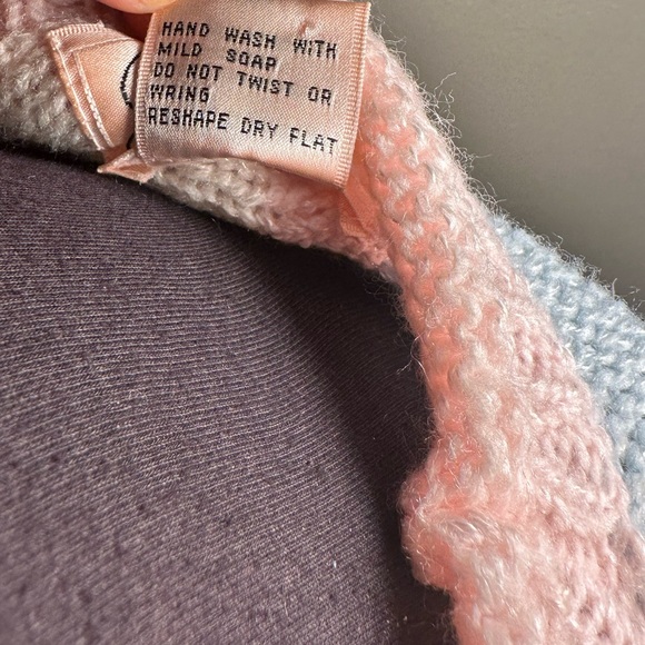 Vintage  Pastel Colorblock
Oversized Kawaii Sweater size small Pearl beaded - Picture 12 of 16